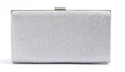 Lupita Nyong'o White Jumpsuit Silver rectangle Glitter Clutch Bag 