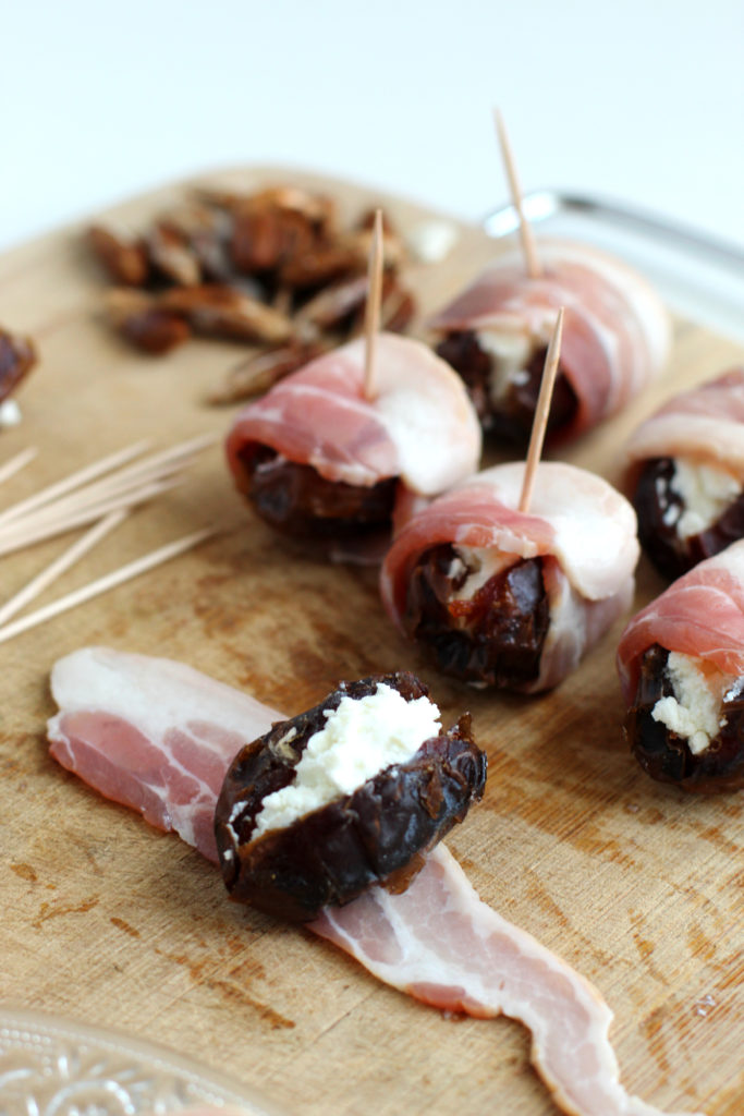 Bacon Wrapped Dates With Goat Cheese wrap with bacon
