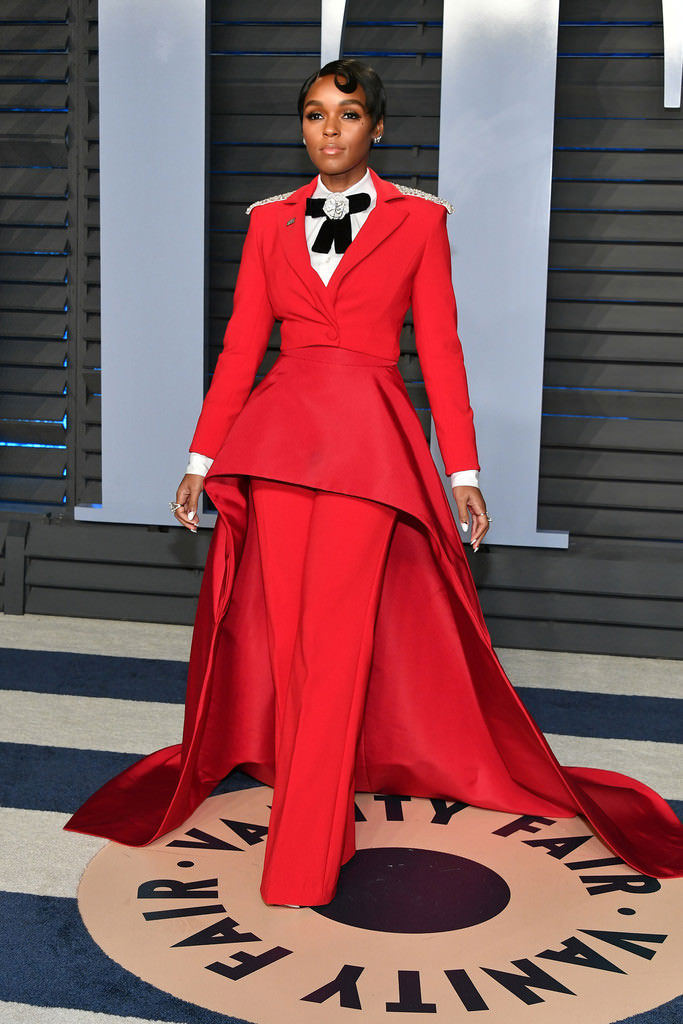 most stylish celebrities of 2019 Janelle Monae in red Christian Siriano pant suit