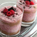 Raspberry Chocolate Chia Pudding on silver tray