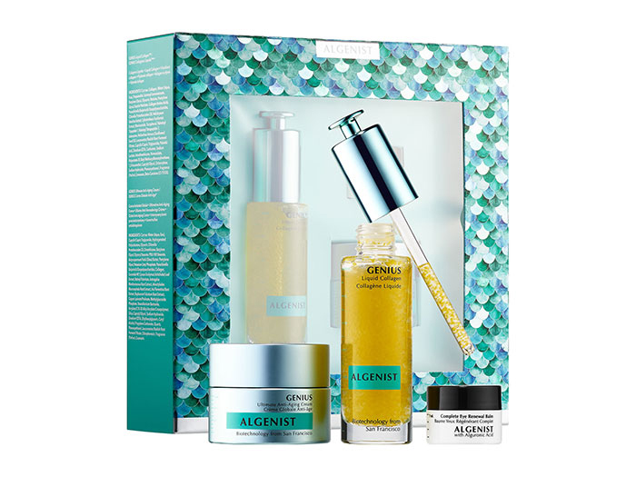 treat yourself skincare Algenist Secrets of Algae Kit blue box jars of products 