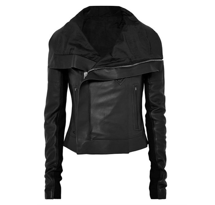 black leather biker jacket