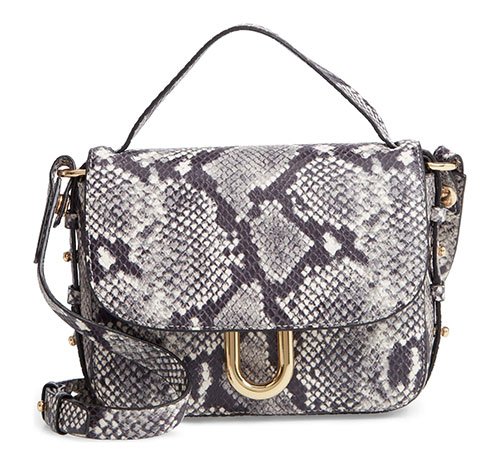 black and white python embossed leather handbag