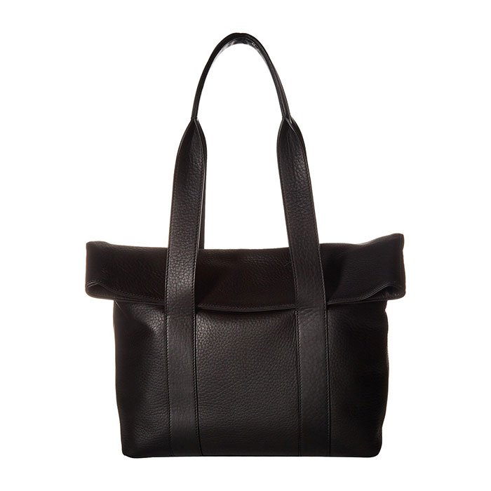 black leather tote bag