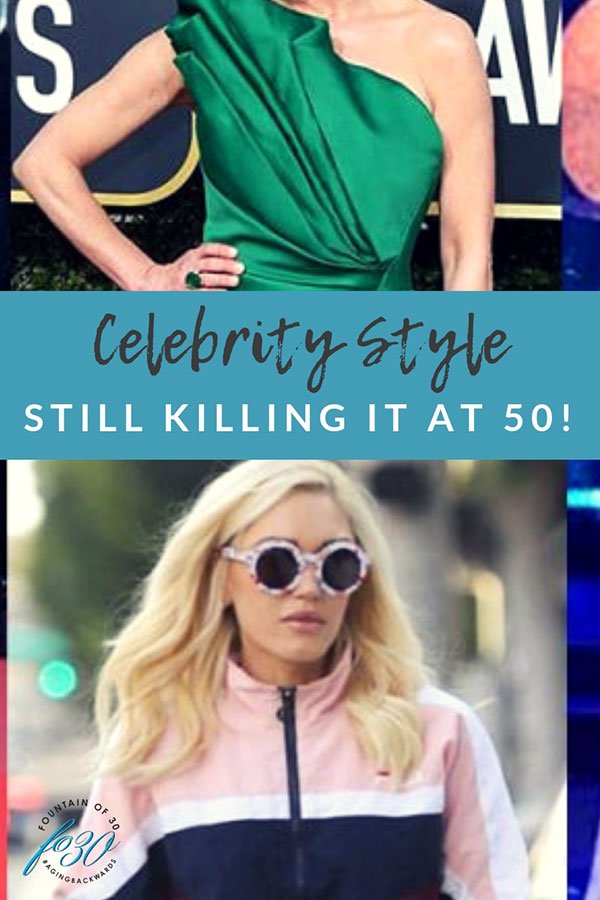 Celebrity style still killing it at 50 Gwen Stefani in round sunglasses and sporty jacket 