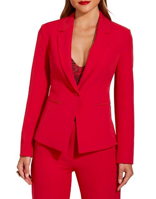 Emily Blunt Red Power Suit Look for Less Blazer

