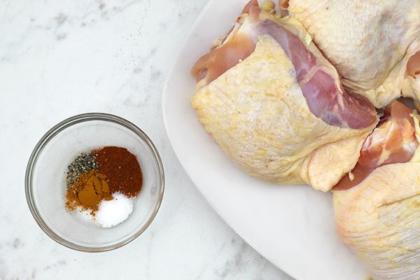 Skillet Tumeric Lemon Chicken before cooking with spices