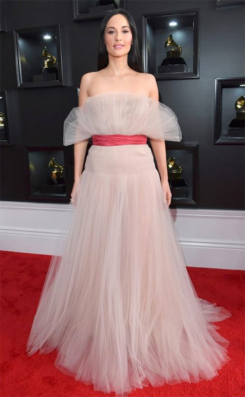 Grammy Awards 2019 Fashion Kacey Musgraves in blush Valentino net gown