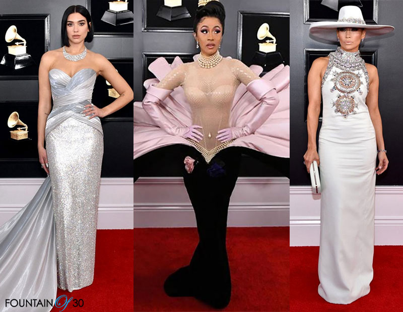 Grammy Awards 2019 Fashion Dua Lipa Cardi B and J Lo