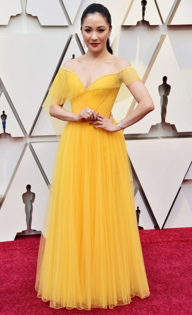 Constance Wu in yellow tulle Atelier Versace