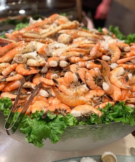 platter of shrimp and Alaskan King crab legs