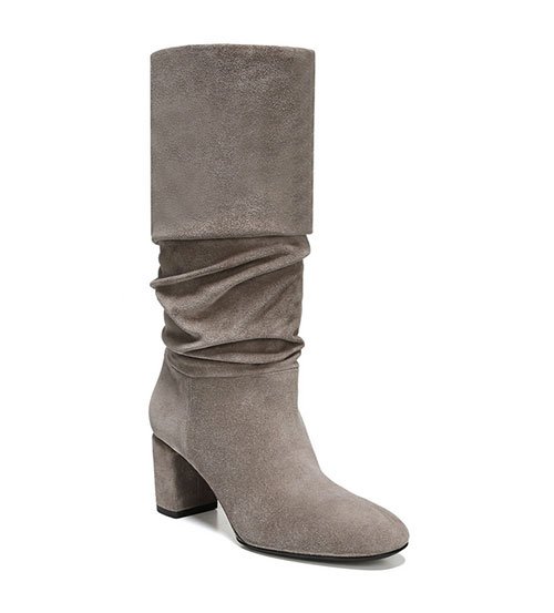 Grey Suede Scrunch Boots