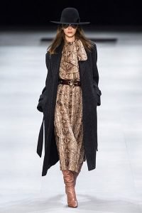 bow neck collar fall fashion 2019 celine snake print dress