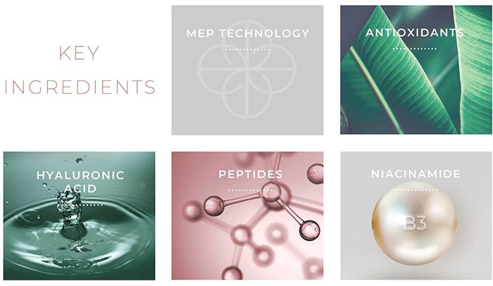 emepelle key ingredients MEP Technology hyaluronic acid peptides niacinamide