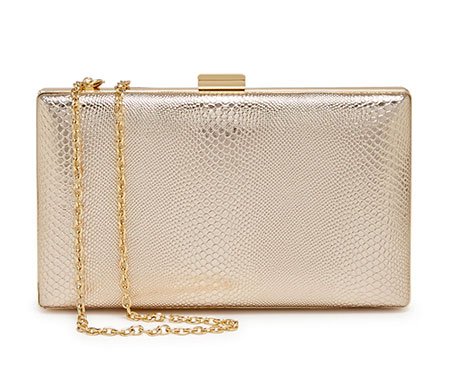  get celebrity style for less gold python embossed box clutch