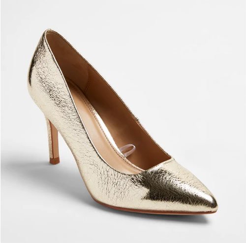 gold metallic pointed toe pumps celebrity style for less