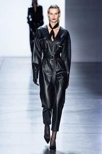 black matrix leather Sally LaPointe jumpsuit