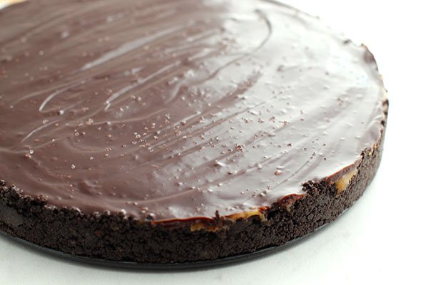 Salted Caramel Chocolate Pie with salt