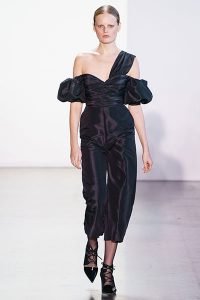 fall 19 fashion Asymmetric Off Shoulder self-porttait black jumpsuit