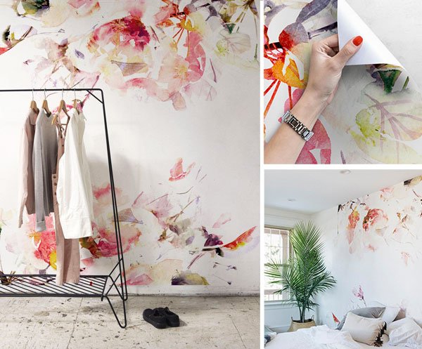 diy Spring Home Decor removable wallpaper floral