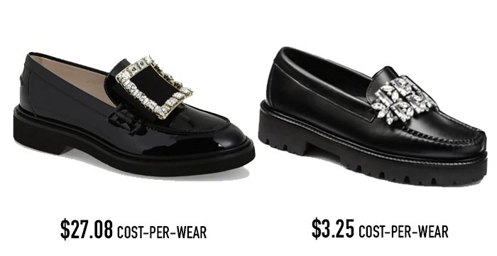 black crystal bucke loafers compare cost per wear fountainof30