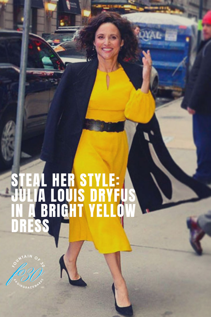 Julia Louis Dreyfus Bright Yellow Dress