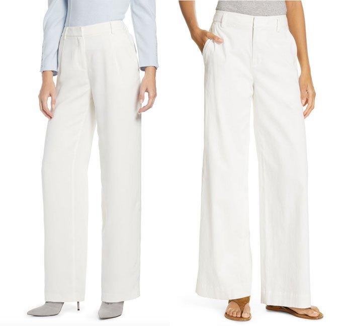 business casual fashion wide leg pants ivory