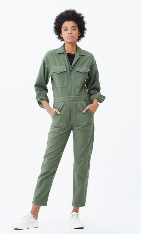 anne hathaway style Marta Jumpsuit in Retreat green