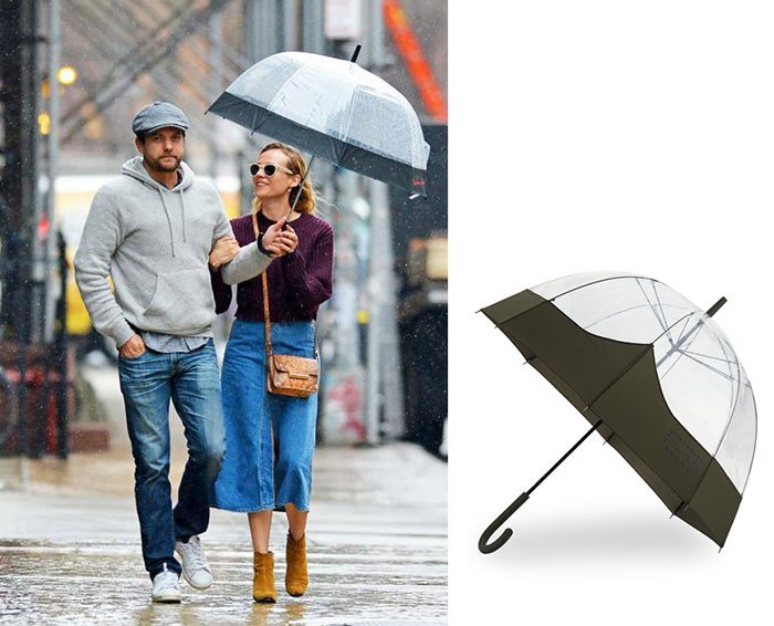 Diane Kruger Style rainy day outfits The Bubble Umbrella