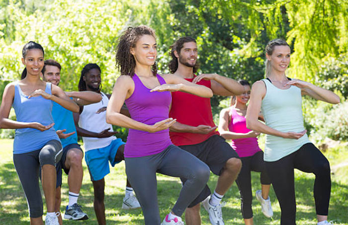osteoporosis balance exercise tai chi fitness group women outdoors