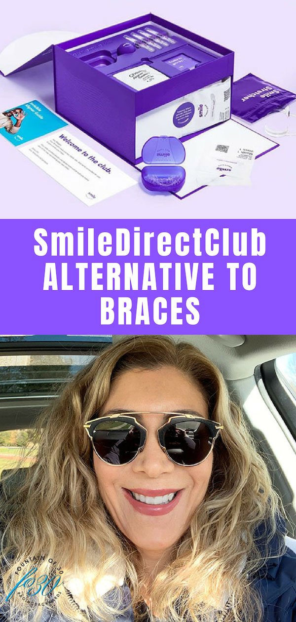 alternative to braces smiledirectclub kit purple box woman smiling car