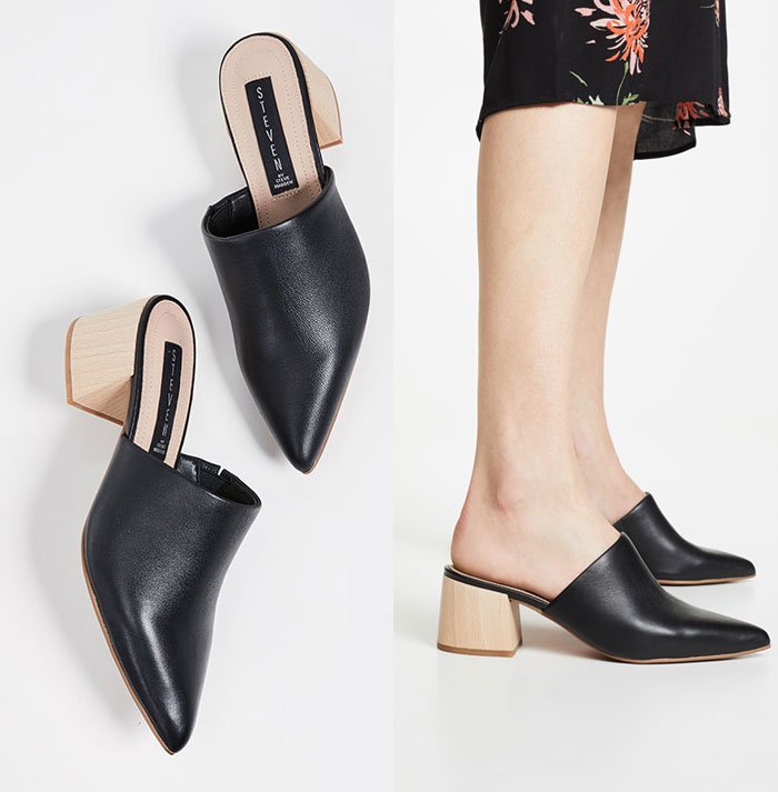 spring capsule wardrobe black Block Heel mules