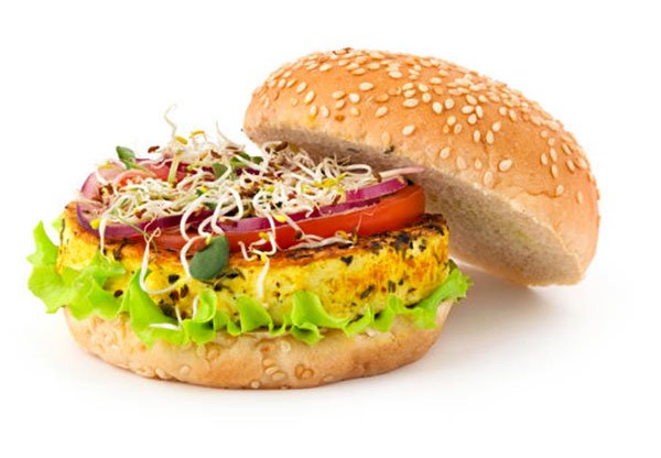 fake health foods veggie burger on a bun