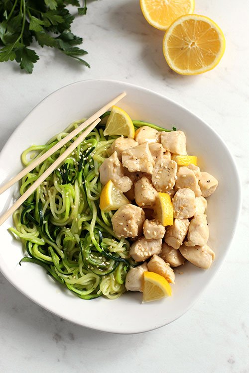 lemon chicken zoodle bowls recipe serving suggestion fountainof30