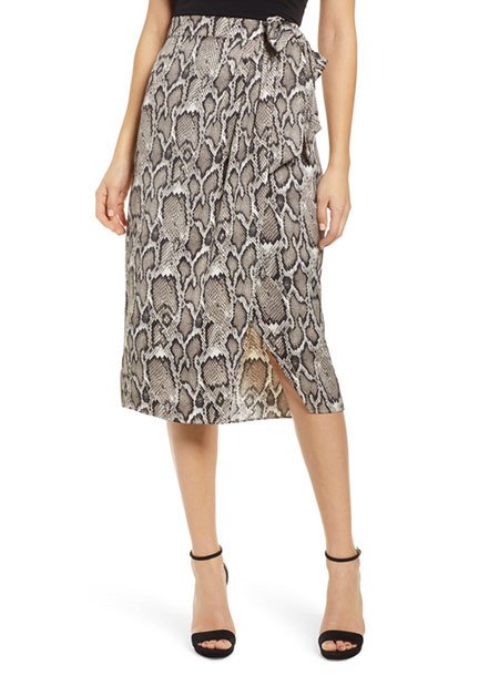 Posh Couture Womens Crepe Skirt With Slit Upfront 