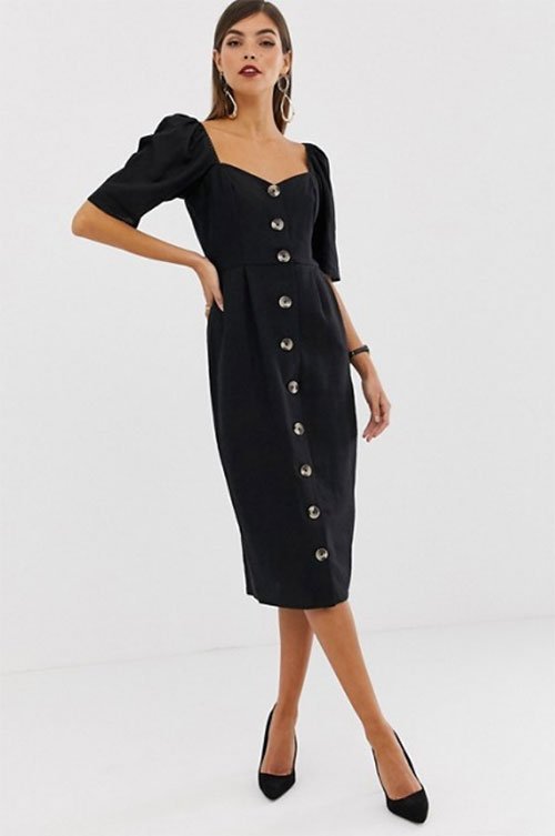 black dress ASOS Design Linen Button Through Midi amal clooney black dress ASOS Midi fountainof30