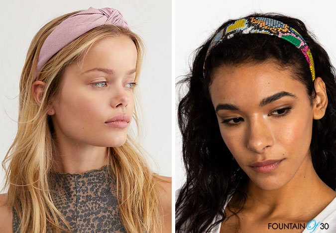 how to wear a headband with a pony tail top knotted and flat headband