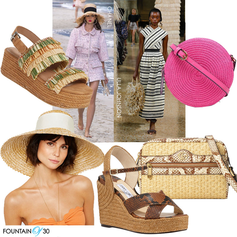 Raffia accessories hats, sandals bags runway looks fountainof30