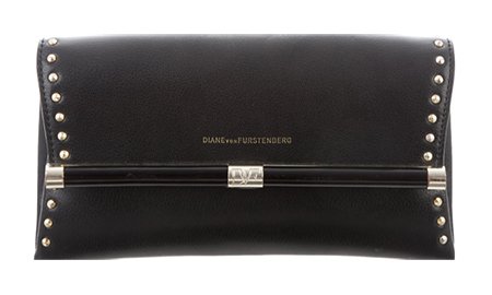 Sandra Bullock style Black Diane von Furstenberg 440 Envelope Clutch