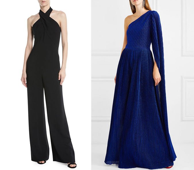 black halter and royal blue wide leg jumpsuits jumpsuits What to Wear To A Wedding black halter and royal blue wide leg
