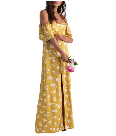 Sofia Vergara Yellow Floral Look For Less Nordstrom x Sincerely Jules Cold dress