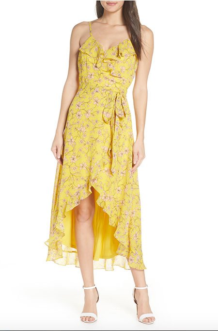 Sofia Vergara Look For Less Floral High/Low Wrap Midi Dress fountainof30