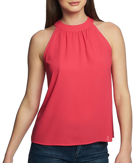 Maximize Your Favorite Body Features sshoulders red High Neck Top