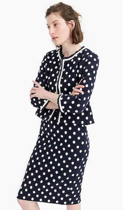 Amal Clooney Polka Dot look J. Crew suit fountainof30