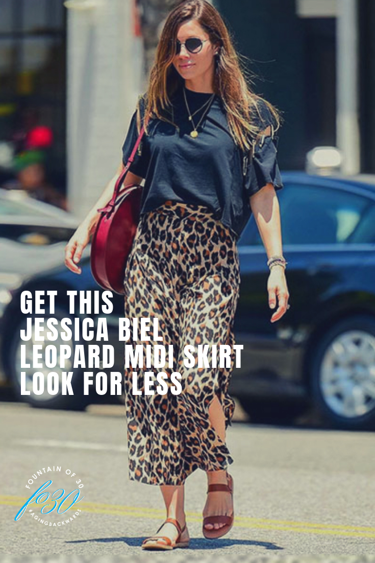 Jessica Biel leopard midi skirt look for less fountianof30