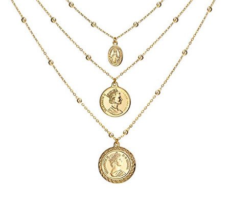look for less Gold Coin Pendant Necklace fountainof30