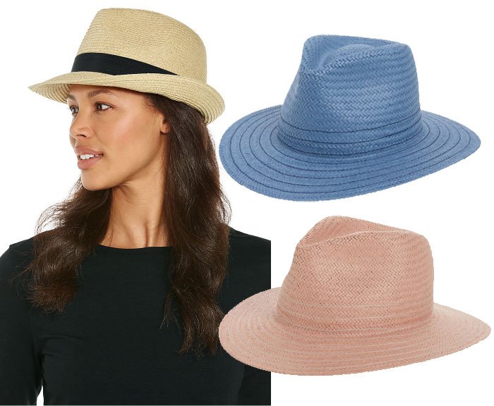 Fedoras natural straw blue and pink fountainof30