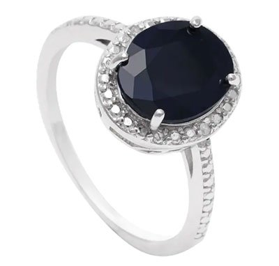 Oval Shape Sapphire and Halo Diamond Ring