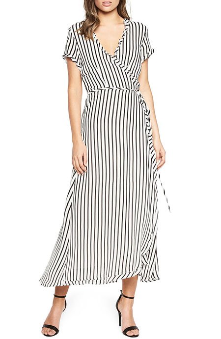 Angelina Jolie striped dress look for less black and white stripe wrap