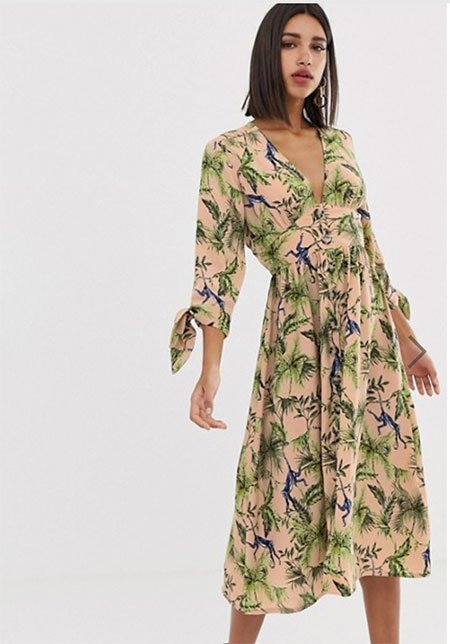 Hilary Duff style ASOS Neon Rose Maxi Tea Dress In Jungle Print, $56